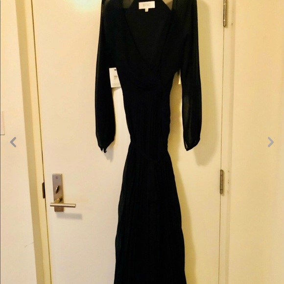 BAGDLEY MISCHKA PLEATED WRAP GOWN NAVY - Picture 7 of 10
